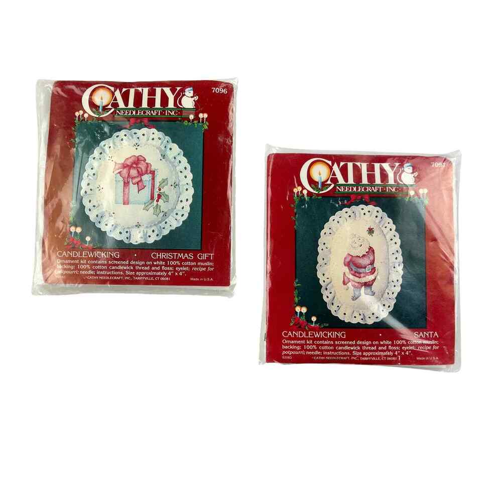 CATHY NEEDLECRAFT Candlewicking Ornament Kits Santa Christmas Gift 7096 7097